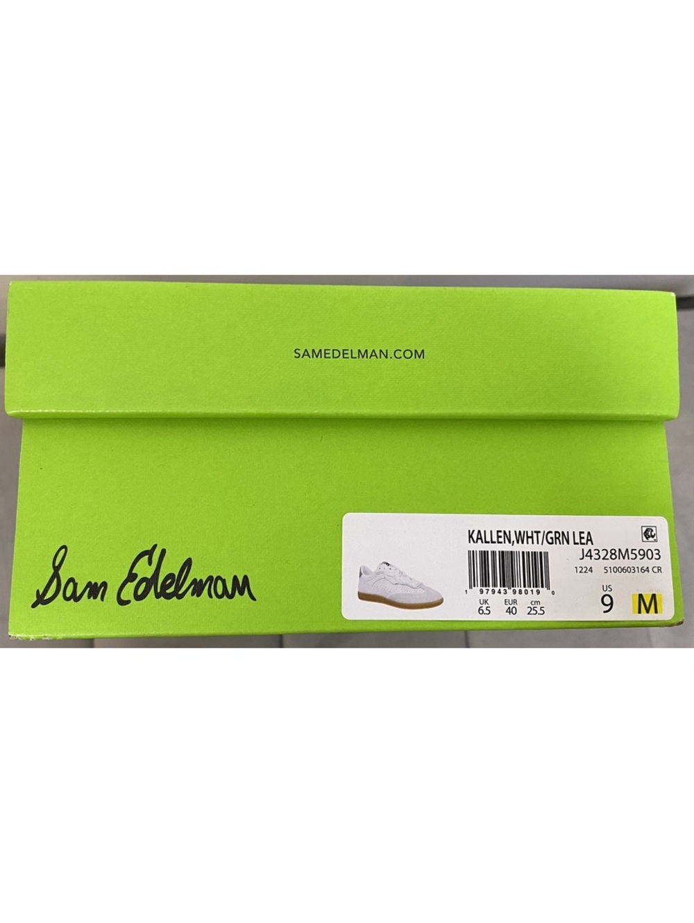 Sam Edelman BRAND NEW! White and Green Leather Sneakers Size 9 - Picture 9 of 9